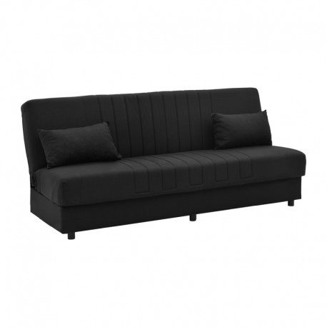 328-000026 Καναπές-κρεβάτι με αποθηκευτικό χώρο τριθέσιος Romina pakoworld μαύρο ύφασμα 190x85x90εκ