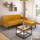 035-000018 Καναπές γωνία-κρεβάτι με υποπόδιο Dream pakoworld κίτρινο βελούδο 209x157x80εκ