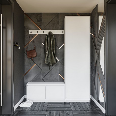 GR-SARASET Σετ Εισόδου Sara Λευκή 150x33x205cm