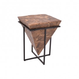 315-000018 Τραπέζι σαλονιού Midpy Inart φυσικό ξύλο teak-μαύρο μέταλλο 40x40x55εκ