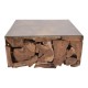 315-000007 Τραπέζι σαλονιού Gelon Inart φυσικό μασίφ ξύλο teak-γυαλί 100x100x45εκ