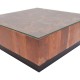 315-000001 Τραπέζι σαλονιού Granon Inart καρυδί-μαύρο μασίφ ξύλο teak-γυαλί 80x80x32εκ