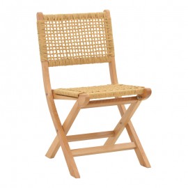 263-000040 Καρέκλα πτυσσομενη Xianju pakoworld ξύλο οξιάς και σχοινί σε φυσική απόχρωση 47x58x85εκ