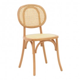 263-000053 Καρέκλα Zoel pakoworld ξύλο οξιάς και rattan σε φυσική απόχρωση 45x52x82εκ