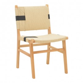 263-000036 Καρέκλα Julien pakoworld rubberwood και επένδυση με σχοινί σε φυσικό-μαύρο χρώμα 61x54x85εκ