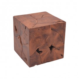 315-000024 Σκαμπό Boxy Inart φυσικό μασίφ ξύλο teak 40x40x40εκ