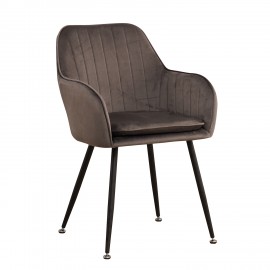 14600031 Καρέκλα ArteLibre AMBLE Γκρι Βελούδο/Μέταλλο/Ξύλο 54x60x84cm Γκρι/Μαύρο
