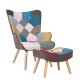 14770007 Πολυθρόνα Μπερζέρα Με Υποπόδιο ArteLibre BRIAR Patchwork Ύφασμα/Ξύλο 73x69x96cm Πολύχρωμο