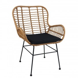 14510016 Καρέκλα Κήπου ArteLibre ABUDIUS Φυσικό/Μαύρο Μέταλλο/Rattan 60x60x85cm Φυσικό/Μαύρο