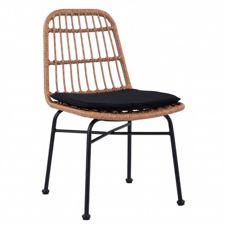 14510059 Καρέκλα Κήπου ArteLibre AFRANIUS Φυσικό/Μαύρο Rattan/Μέταλλο 47x50x85cm Φυσικό/Μαύρο