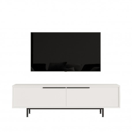 15350142 Έπιπλο Τηλεόρασης ArteLibre FINCHLEY Λευκό Μοριοσανίδα/Μέταλλο 160x35.5x45.1cm Λευκό