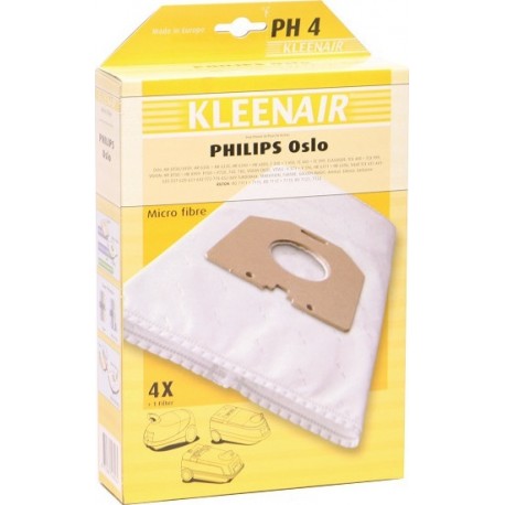 Kleenair PH4 Σακούλες Σκούπας 4τμχ Συμβατή με Σκούπα Philips