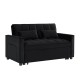 Ε998,2 TEMPO Καναπές - Κρεβάτι, Με ανάκλιση πλάτης, Ύφασμα Velure Μαύρο