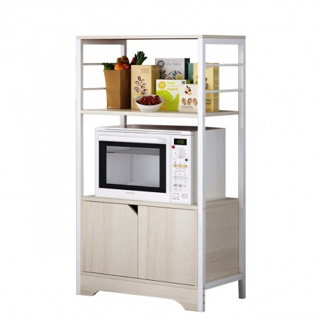 14370223 Ραφιέρα Κουζίνας ArteLibre GORAL Maple/Λευκό MDF/Μέταλλο 60x30x95cm Φυσικό/Λευκό/Maple