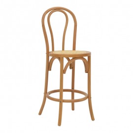 263-000039 Σκαμπό μπαρ Thonet pakoworld φυσικό ξύλο οξιάς-έδρα φυσικό rattan 41x50x105εκ