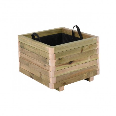 Ε2232 FLOWER POT WOOD Γλάστρα, Εμποτισμού Pine, Απόχρωση Φυσικό, 50x50x36cm