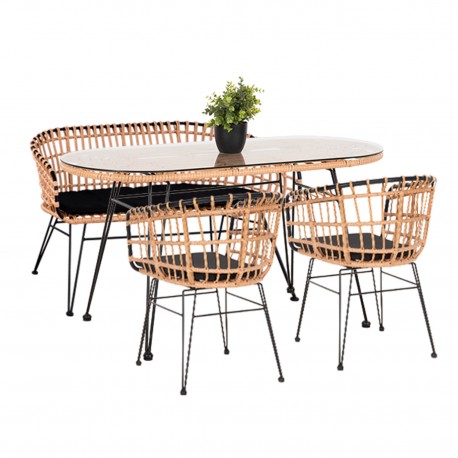 ΣΕΤ ΕΞΩΤ.ΧΩΡΟΥ 4ΤΜΧ ALLEGRA HM21051 ΣΥΝΘ.RATTAN ΜΠΕΖ-ΜΑΥΡΟ ΜΕΤΑΛΛΟ