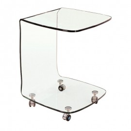 ΕΜ726 GLASSER Trolley Τραπεζάκι Βοηθητικό, Διάφανο Γυαλί 10mm (Συσκ.2)