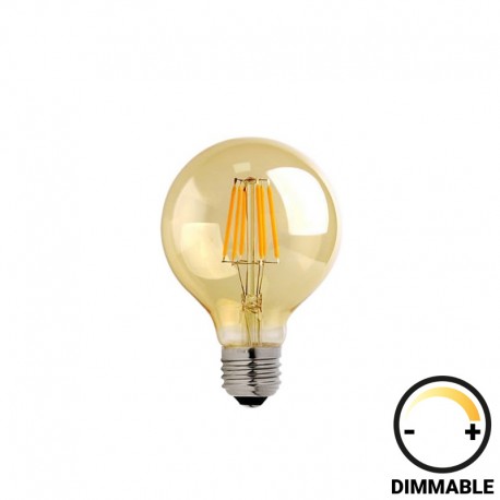 342-000076 Λαμπτήρας LED G80 Bulb pakoworld dimmable 8W E27 amber