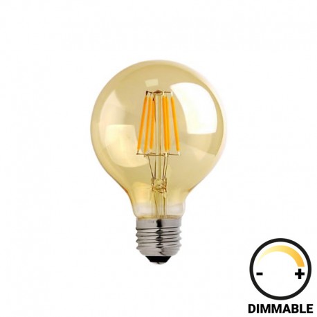 342-000072 Λαμπτήρας LED G95 Bulb pakoworld dimmable 4W E27 200-220V amber