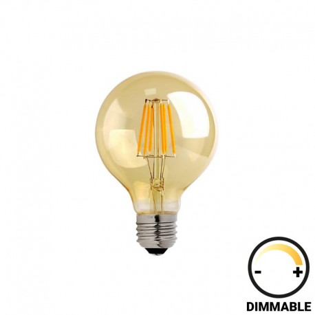 342-000074 Λαμπτήρας LED G125 Bulb pakoworld dimmable 8W E27 amber