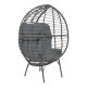 152-000020 Πολυθρόνα Nestie  pakoworld wicker rattan γκρι-μεταλλικό γκρι πόδι-γκρι μαξιλάρι 102x80x155εκ