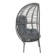 152-000020 Πολυθρόνα Nestie  pakoworld wicker rattan γκρι-μεταλλικό γκρι πόδι-γκρι μαξιλάρι 102x80x155εκ