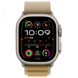 Apple Watch Ultra 2 2024 Titanium 49mm Αδιάβροχο με eSIM και Παλμογράφο (Natural με Tan Alpine Loop - Medium)