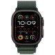 Apple Watch Ultra 2 2024 Titanium 49mm Αδιάβροχο με eSIM και Παλμογράφο (Black με Green Alpine Loop - Small)