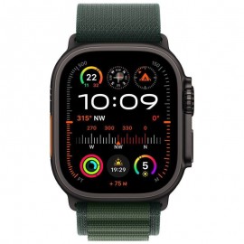 Apple Watch Ultra 2 2024 Titanium 49mm Αδιάβροχο με eSIM και Παλμογράφο (Black με Green Alpine Loop - Small)