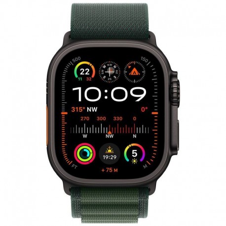 Apple Watch Ultra 2 2024 Titanium 49mm Αδιάβροχο με eSIM και Παλμογράφο (Black με Green Alpine Loop - Small)