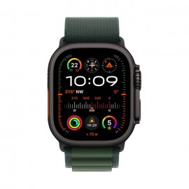 Apple Watch Ultra 2 2024 Titanium 49mm Αδιάβροχο με eSIM και Παλμογράφο (Black με Dark Green Alpine Loop - Large)