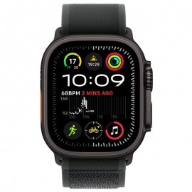 Apple Watch Ultra 2 2024 Titanium 49mm Αδιάβροχο με eSIM και Παλμογράφο (Black με Black Trail Loop (S/M))