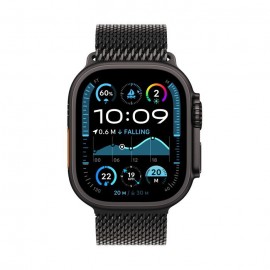 Apple Watch Ultra 2 2024 Titanium 49mm Αδιάβροχο με eSIM και Παλμογράφο (Black με Black Titanium Milanese Loop - Small)