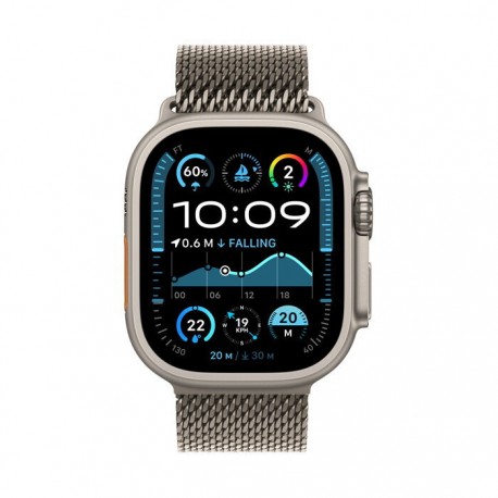 Apple Watch Ultra 2 2024 Titanium 49mm Αδιάβροχο με eSIM και Παλμογράφο (Natural με Natural Titanium Milanese Loop - Large)