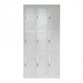 Ε6003,2 LOCKER 9 Θέσεων Μέταλλο Βαφή Ανοιχτό Γκρι Με εσωτερικά ράφια