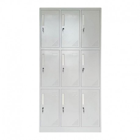 Ε6003,2 LOCKER 9 Θέσεων Μέταλλο Βαφή Ανοιχτό Γκρι Με εσωτερικά ράφια