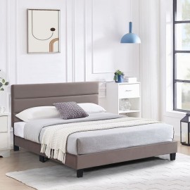 Ε8805,21 PRIMO Κρεβάτι Διπλό για Στρώμα 150x200cm, Ύφασμα Cappuccino, με Κεφαλάρι πολλαπλών θέσεων
