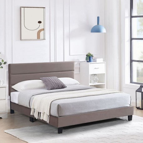 Ε8805,21 PRIMO Κρεβάτι Διπλό για Στρώμα 150x200cm, Ύφασμα Cappuccino, με Κεφαλάρι πολλαπλών θέσεων