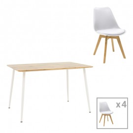 200-001002 Τραπεζαρία Gaston-Cuba pakoworld σετ 5τεμ pp-mdf σε λευκή-sonoma απόχρωση120x80x75εκ