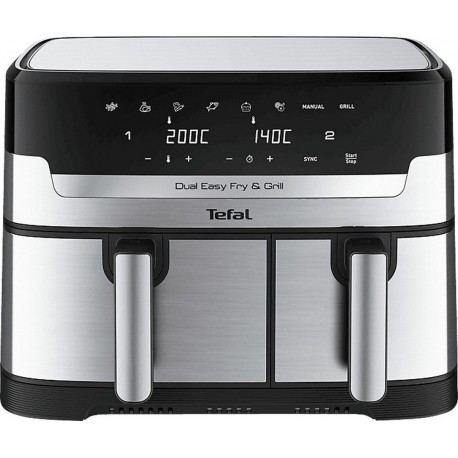 Tefal EY905D10 Easy Fry Air Fryer με Διπλό Αποσπώμενο Κάδο 8.3lt Ασημί