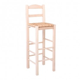 Ρ980,Ε1 ΣΙΦΝΟΣ Σκαμπό BAR με Πλάτη, Οξιά Εμποτισμός Φυσικό, Κάθισμα Ψάθα