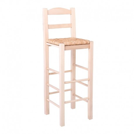 Ρ980,Ε1 ΣΙΦΝΟΣ Σκαμπό BAR με Πλάτη, Οξιά Εμποτισμός Φυσικό, Κάθισμα Ψάθα