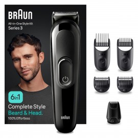 Braun MGK3410 6-in-1 Style Kit 3 Σετ Επαναφορτιζόμενης Κουρευτικής Μηχανής Μαύρο