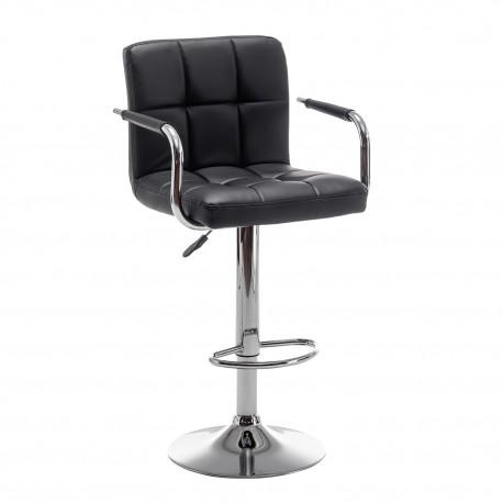 14240071 Σκαμπό Bar ArteLibre RANCOR Με Πλάτη Πτυσσόμενο Μαύρο PVC/Μέταλλο 51x50x83-105cm Μαύρο