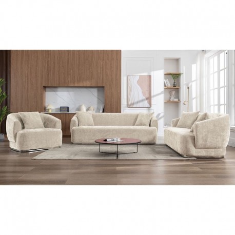Ε9425,S1 CARACAS Set Σαλόνι - Καθιστικό Πολυθρόνα-2Θέσιος-3Θέσιος, Ύφασμα Μπεζ