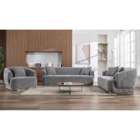 Ε9425,S2 CARACAS Set Σαλόνι - Καθιστικό Πολυθρόνα-2Θέσιος-3Θέσιος, Ύφασμα Γκρι