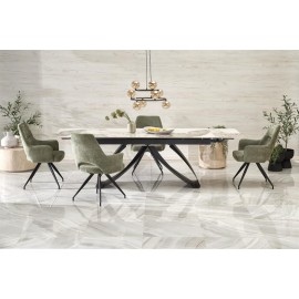 60-28357 HILARIO extension table, white marble / black