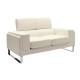 074-000011 Καναπές Shea pakoworld 2θέσιος PU ivory-inox 158x80x87εκ