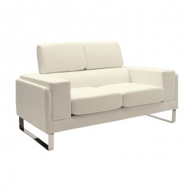 074-000011 Καναπές Shea pakoworld 2θέσιος PU ivory-inox 158x80x87εκ